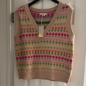 Boden flower Colorful Knit Sweater Vest NWT